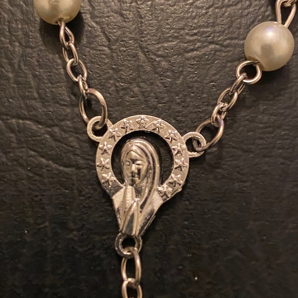 Pearl Rosary Silver NEW - Picture 4 of 7